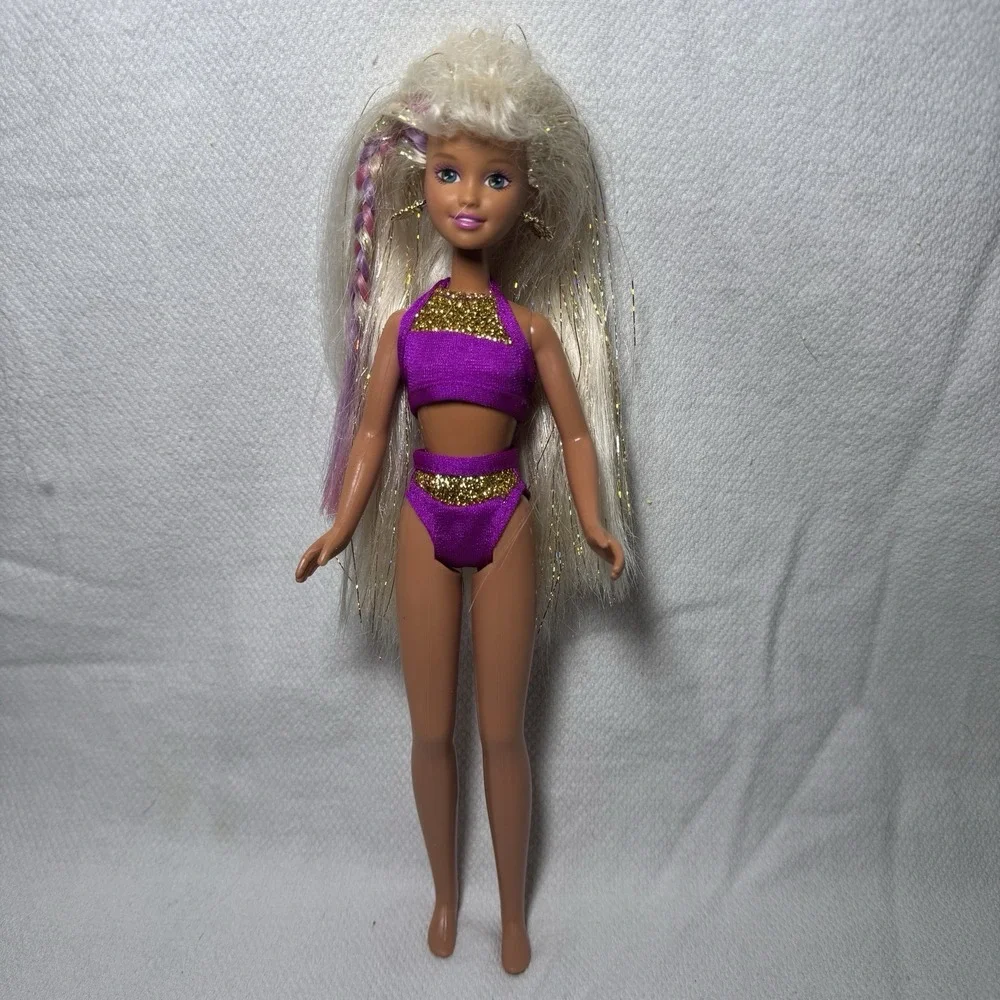 VTG 1996 Splash N Color SKIPPER‎ Doll Barbie MATTEL 16171 Blonde Glitter Pink